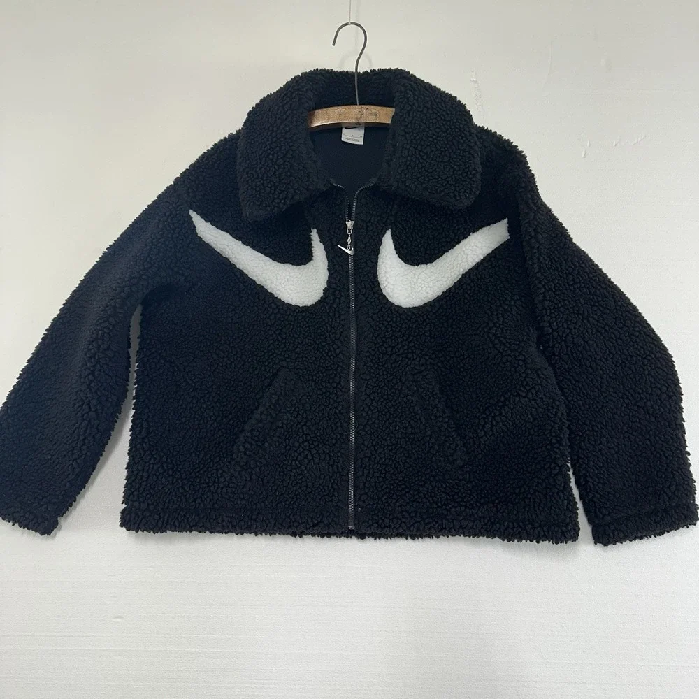 Nike Sportswear Swoosh‎ Sherpa Fleece Full Zip Oversized Crop Jacket Women's Sm